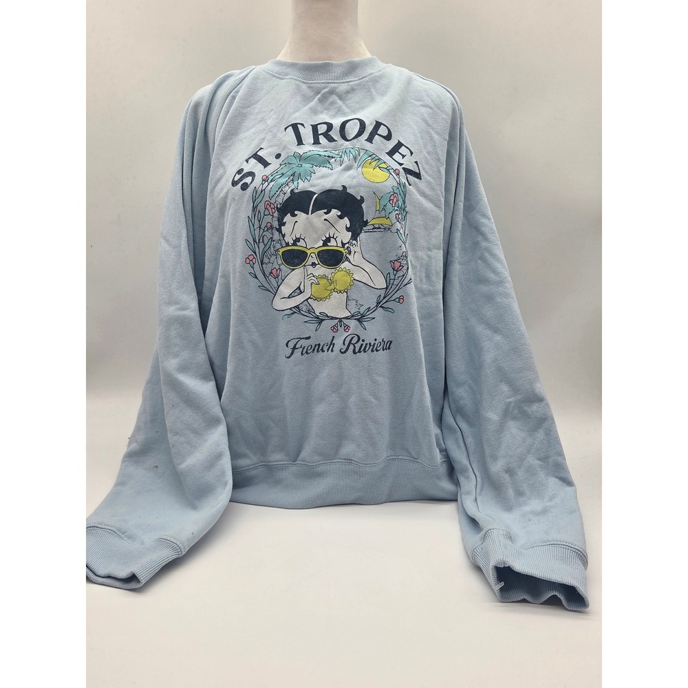Betty Boop Women's XXL St. Tropez French Riviera Blue Sweatshirt 101-493